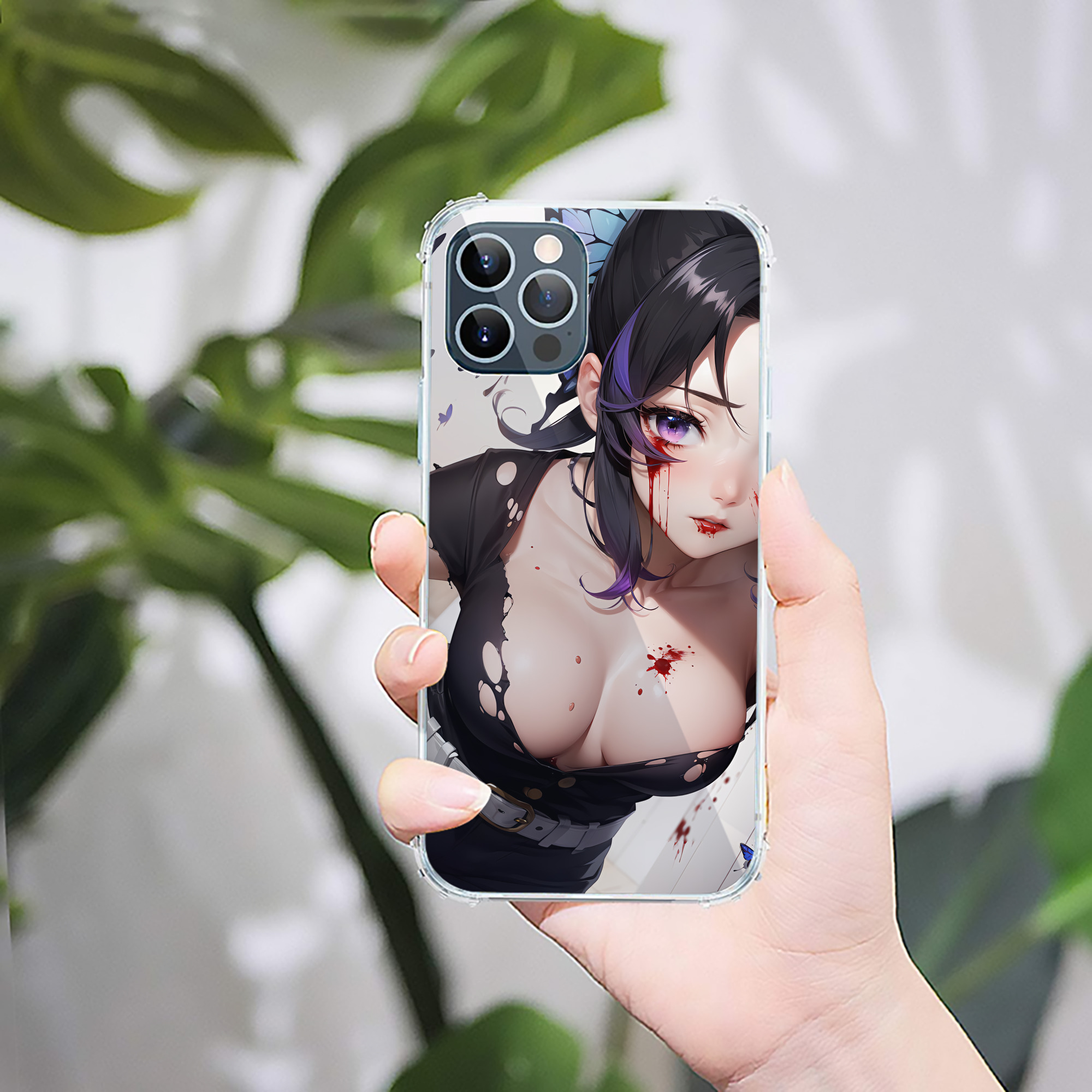 （画像用） 鬼滅の刃（きめつのやいば）蟲柱-胡蝶 しのぶ／こちょう しのぶ Kochou Shinobu 【iPhone 12シリーズ対応】透明スマホケース（クリアソフトケース）